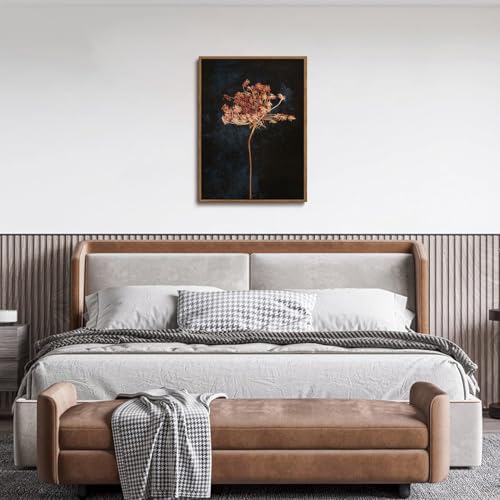 Moody Botanical Flower Framed Canvas Wall Art 16x24 inch - color: Radish flower, size: 16"x24" Natural