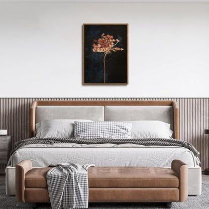 Moody Botanical Flower Framed Canvas Wall Art 16x24 inch - color: Radish flower, size: 16"x24" Natural
