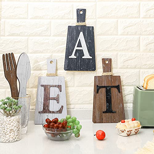 Jetec Cutting Board Eat Sign Set Wall Decor, White, Grey, Dark Brown - color: White, Grey, Dark Brown