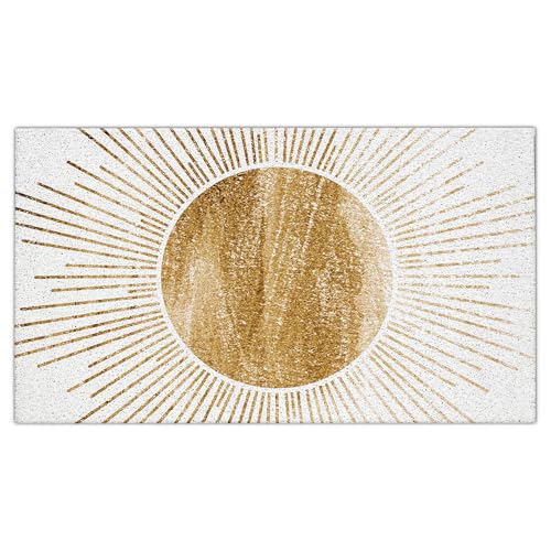 Jvpke Boho Door Mat, Minimalist Gold Sunshine Sunray Doormat Indoor Outdoor Entrance Porch, Abstract Boho Sun Bath Mats for Bathroom, Mid Century Modern Welcome Mats for Front Door, 17x30 Inches - color: Boho Door Mat