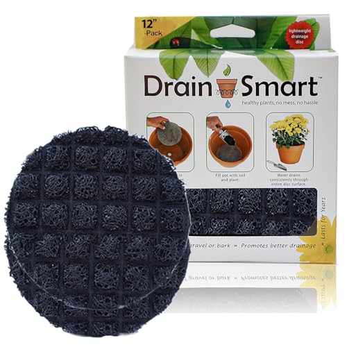 Drain Smart Planter Pot Filler & Drainage Insert – 3D Mesh Disc Replaces Rocks & Gravel – Keeps Soil in, Lets Water Drain Out – Reusable Liner for Indoor & Outdoor Pots (12" – 2 Pack) - size: 12" – 2 Pack