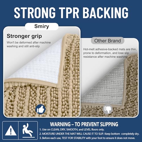 Smiry Bathroom Rugs 36X24, Extra Soft Rubber Backing Chenille Bath Mats - color: Beige, size: 36'' X 24''