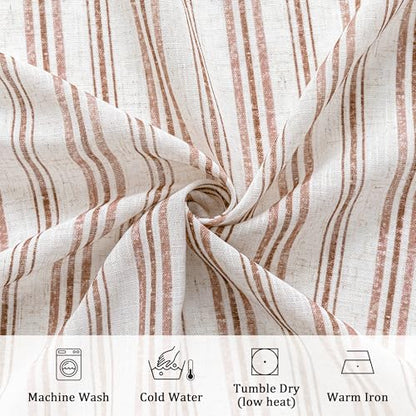 MYSKY HOME Taupe Striped Linen Curtains for Living Room 96 Inches 2 Panels - color: B-taupe, size: 52"W x 96"L (Pack of 2)