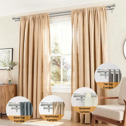 TONIAL 1 Inch Double Curtain Rods for Windows, 36 to 72 Inch, Silver - color: Silver, size: 36-72"