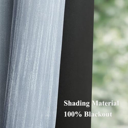 MIULEE Chambray Blue and Greyish White Ombre Blackout Curtains 52Wx54L - color: Chambray Blue and Greyish White, size: 52"W x 54"L (Pack of 2)