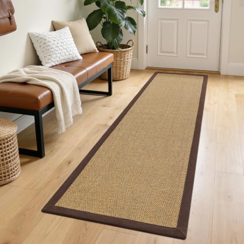 DEXI Jute Runner Rug 2x7, Rug Runners for Hallways, Natural/Brown - color: Natural/Brown, size: 2' x 7' (Runner)