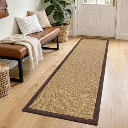 DEXI Jute Runner Rug 2x7, Rug Runners for Hallways, Natural/Brown - color: Natural/Brown, size: 2' x 7' (Runner)