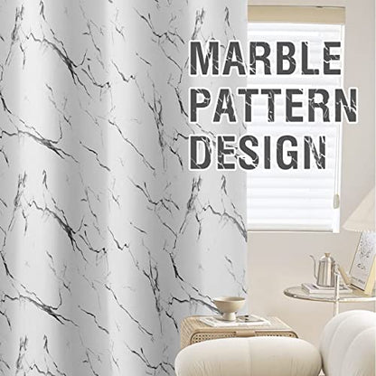 H.VERSAILTEX 100% Blackout Curtains 63 inch Length 2 Panels Set Marble Designs Printed Drapes Thermal Curtains for Bedroom with Black Liner Sound Proof Curtains, Grey - color: Marble- Grey, size: 52"W x 63"L (Pack of 2)