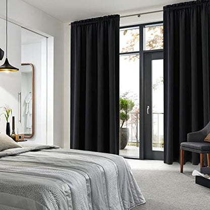 DWCN Blackout Curtains for Bedroom Living Room 52 x 95 Inch Long Black - color: Black, size: 52"W x 95"L (Pack of 2)