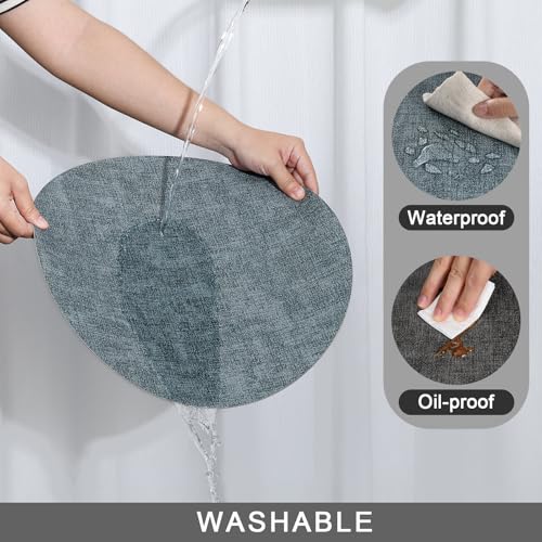 Myir JUN 14" Round Placemats Set of 4, Reversible Dual-Color Place Mats - color: Gray Light Blue