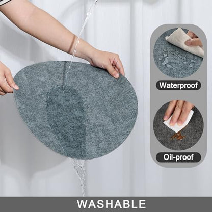 Myir JUN 14" Round Placemats Set of 4, Reversible Dual-Color Place Mats - color: Gray Light Blue