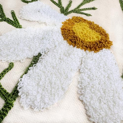 Alysheer Floral Embroidered Throw Pillow Cover 18"x18" Set of 2 White Daisy - color: Daisy White, size: 18" x 18" (Pack of 2)