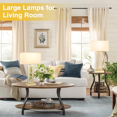 22" Tall Touch Lamps for Nightstand with USB C+A, 3 Way Dimmable Gold Lamp - color: A. White&Gold, size: Large(22in)