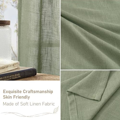 LAMIT Short Linen Window Curtains 30 inches Long 2 Panels, 34 x 30 Inch - color: Sage Green, size: 34"W x 30"L (Pack of 2)