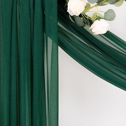 Sheer Wedding Arch Draping Fabric 29" x 20 FT 2 Panels Emerald Green - color: Emerald Green, size: 29"w x 240"l (Pack of 2)