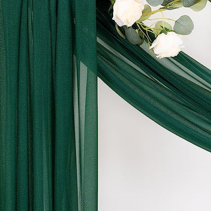 Sheer Wedding Arch Draping Fabric 29" x 20 FT 2 Panels Emerald Green - color: Emerald Green, size: 29"w x 240"l (Pack of 2)