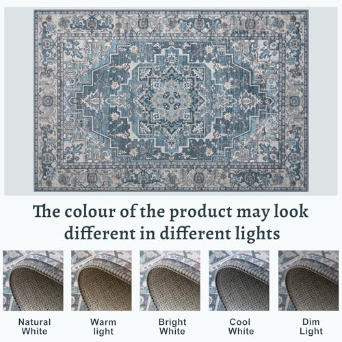 Vintage Small Area Rugs for Entryway, Non Slip 2x3 Washable Rug Blue Grey - color: Blue Gray, size: 2' X 3' (Rectangular)