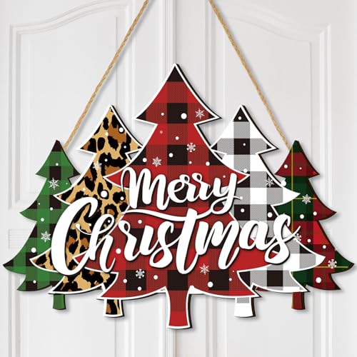 Christmas Decor Wreath for Front Door Xmas Door Sign, Classic Tree Style - style: Classic Tree Style