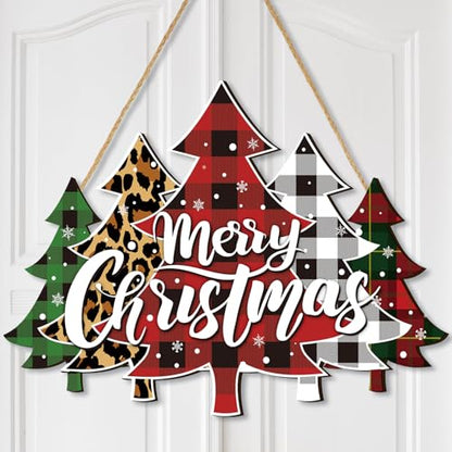 Christmas Decor Wreath for Front Door Xmas Door Sign, Classic Tree Style - style: Classic Tree Style