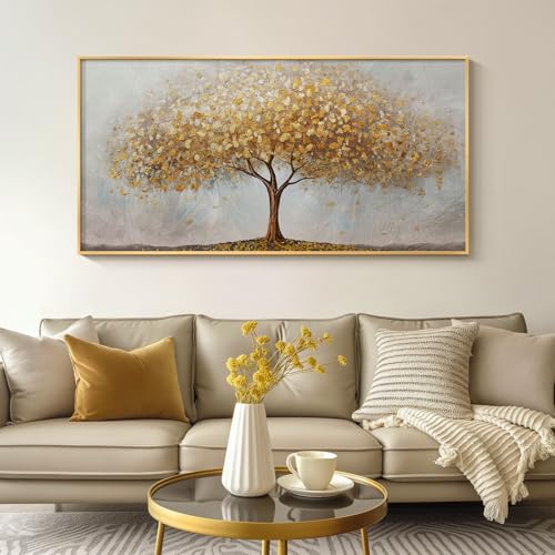 Large Framed Modern Gold Tree of Life Wall Art for Living Room, 30x60 In - color: Gold, size: 60"L x 30"W