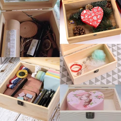 Wooden Box 8.26x6x3 Small Natural Craft Storage Jewelry Keepsake Gift Box