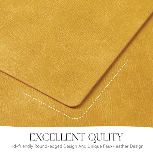 MOSAYT Vinyl Faux Leather Placemats, Set of 6, Yellow - color: Yellow