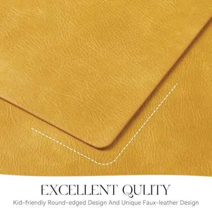 MOSAYT Vinyl Faux Leather Placemats, Set of 6, Yellow - color: Yellow