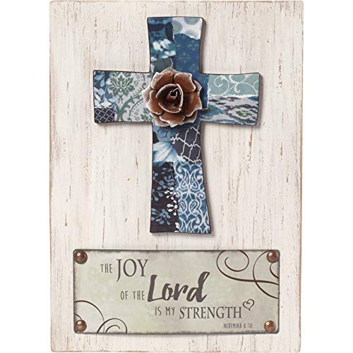 Precious Moments Farmhouse Decor The Joy of The Lord is My Strength Wood/Metal Wall Plaque 189913 - style: 3D Cross Wall Plaque