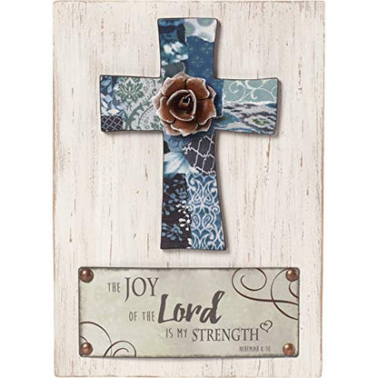 Precious Moments Farmhouse Decor The Joy of The Lord is My Strength Wood/Metal Wall Plaque 189913 - style: 3D Cross Wall Plaque