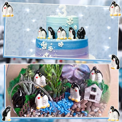 Soulchen 50 Pcs Mini Resin Penguin Couple Figurines with Red Heart Design - color: Red Heart, size: Penguin