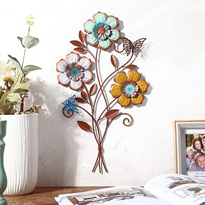Moxweyeni Tricolor Flower Wall Decor 15 x 9.1 Inch, 1 Piece