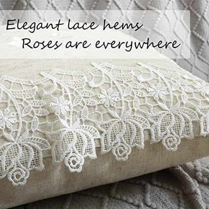 Embroidered Floral Throw Pillow Covers 18”x18“, White Rose - color: White Rose