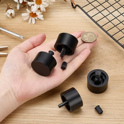 AHANDMAKER 4 Pcs Black Plastic Curtain Rod Finials 1.34in Diameter Decorative End Caps Replacement for Roman Rod Window Treatment Living Room Bedroom Home Decor - size: 34x36.5mm