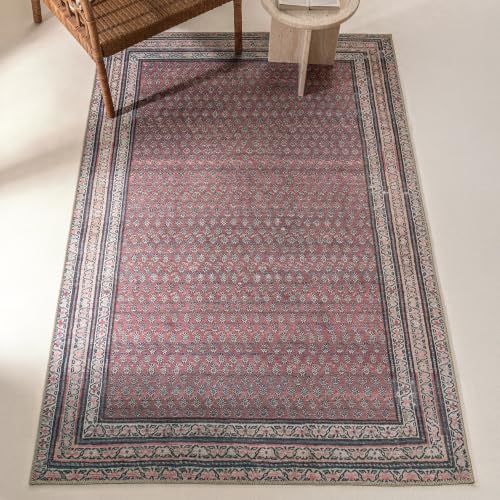 Rusty Rhythm 4' x 6' Burgandy Accent Rug - Persian-inspired design - size: 4' x 6' (Rectangular)