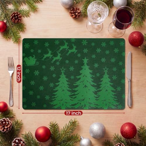 MOSAYT Christmas Vinyl Placemats Set of 6, 12 X 17 Inch, Green - color: Christmas Green
