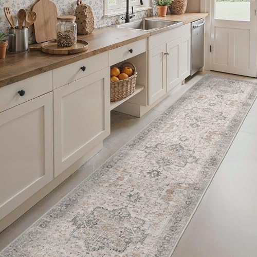 BESBLEE 2'6"x14' Washable Runner Rug Non Slip for Hallway Light Taupe Brown - color: Light Taupe Brown, size: 2'6" x 14' (Runner)