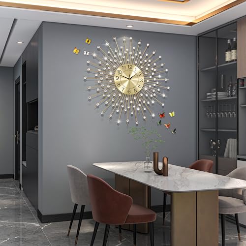 Extra Large Wall Clocks for Living Room Big Modern Clock Silent - color: Gold, size: 28 inch