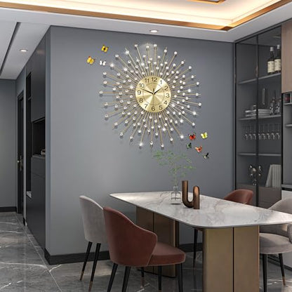 Extra Large Wall Clocks for Living Room Big Modern Clock Silent - color: Gold, size: 28 inch