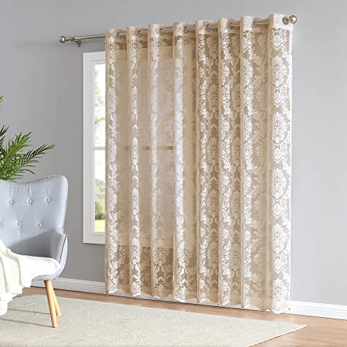 LinenZone 102 x 84 Lace Linen Patio Door Curtains. (Fiona, 102 x 84 Linen) - color: Linen, size: 102"W x 84"L (Pack of 1)