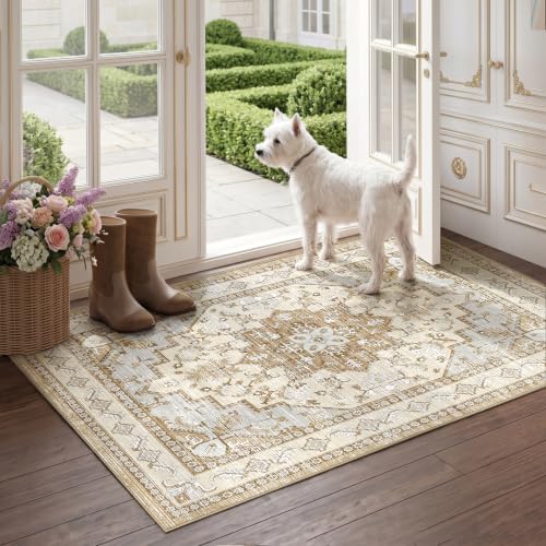 Area Rugs Small 2x3 Washable Non-Slip Boho Indoor Carpets, Beige Tan - color: Beige Tan, size: 2' x 3' (Rectangular)