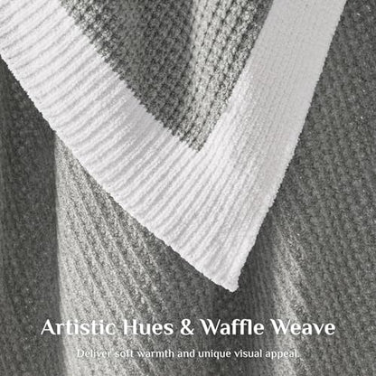 BEDELITE Soft Cozy Chenille Waffle Knit Throw Blanket,Farmhouse Boho - color: Grey, size: Throw(50"x60")