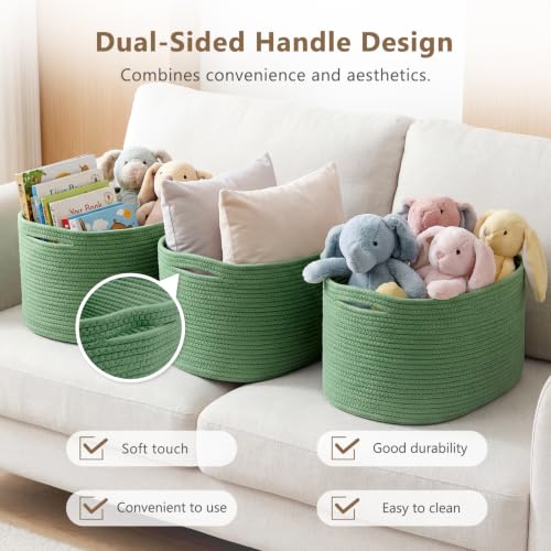 ECDYQXVU 15x10x9 Inch Woven Cotton Rope Storage Basket, 1 Pack - color: Green, size: 1 Pack