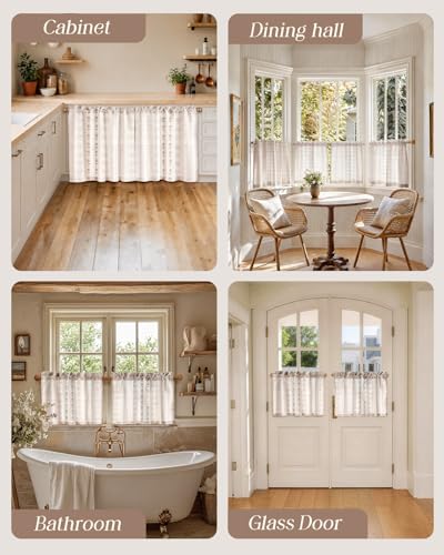 Miss Adola 18 Inch Length Kitchen Tier Curtains, Striped Farmhouse - color: Striped Farmhouse, size: 28"W x 18"L (Pack of 2)