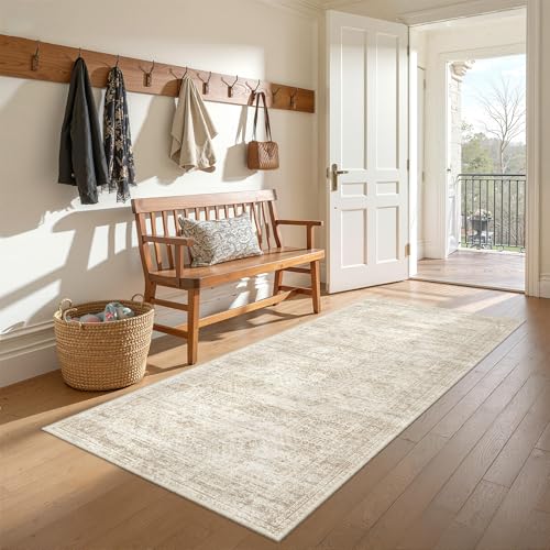 3x6 Runner Rug Non Slip,Washable Hallway Runner Rug,Beige - color: Beige/Ivory, size: 3' x 6' (Runner)