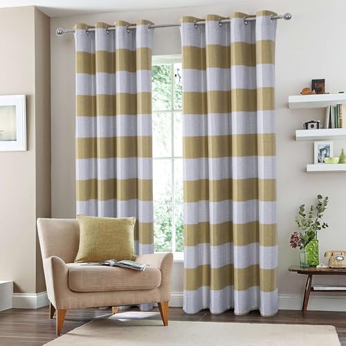 always4u Yellow Check Curtains Plaid Farmhouse Window Curtains Grommet Drapes for Living Room Bedroom 2 Panels 54 * 63 Inches - color: Yellow, size: 54"W x 63"L (Pack of 2)