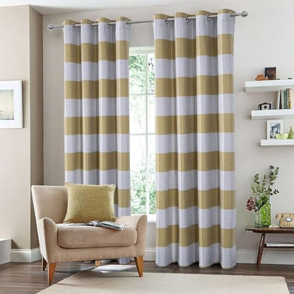 always4u Yellow Check Curtains Plaid Farmhouse Window Curtains Grommet Drapes for Living Room Bedroom 2 Panels 54 * 84 Inches - color: Yellow, size: 54"W x 84"L (Pack of 2)