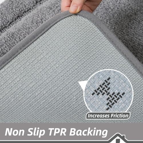 BEQHAUSE Bathroom Rugs Non Slip Bath Mat Soft Absorbent, 24"x36", Grey - color: Grey, size: 24"x36"
