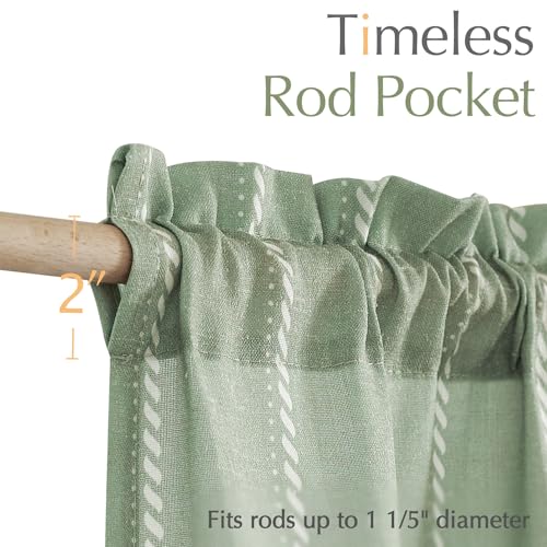 jinchan Striped Linen Valance Green Farmhouse 18 Inch 1 Panel - color: Nautical Striped Green, size: 50"W x 18"L (Pack of 1)