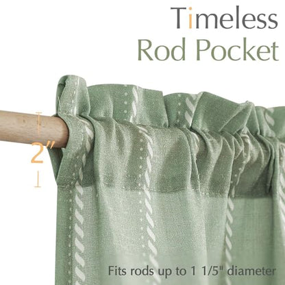 jinchan Striped Linen Valance Green Farmhouse 18 Inch 1 Panel - color: Nautical Striped Green, size: 50"W x 18"L (Pack of 1)