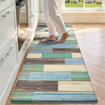 LOKHOM Kitchen Floor Mats, 24x59 Anti Fatigue Cushioned Runner Rug, Teal - color: Teal